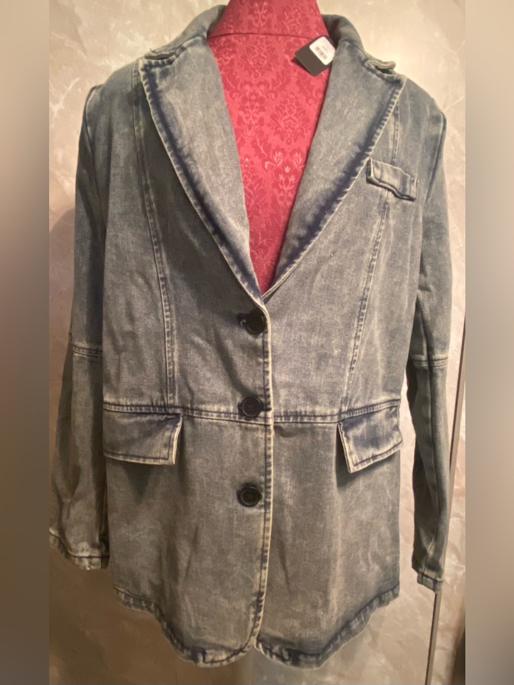 Fashion Nova 'Got Your Mind Racing' Denim Blazer - Grey